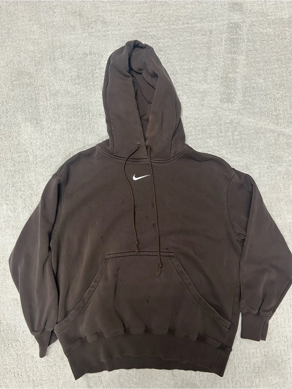 Nike Brown Pullover Hoodie with White Swoosh